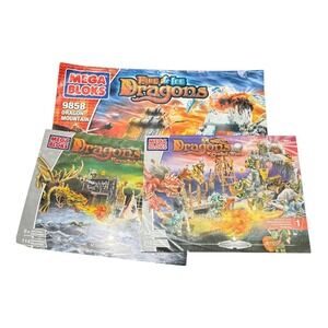 Mega Bloks Dragons Lot 3 Instruction PB Book Fire & Ice Krystal Wars 2004 Set